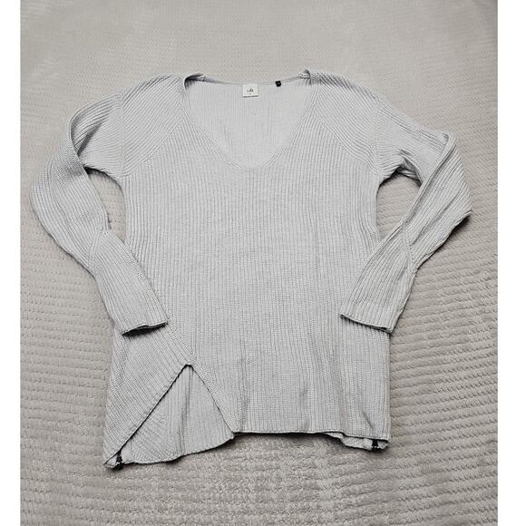 Cabi Sweater Womens Medium 3531 Gray Deep V-Neck Pullover Oversized Zipper - Picture 1 of 7